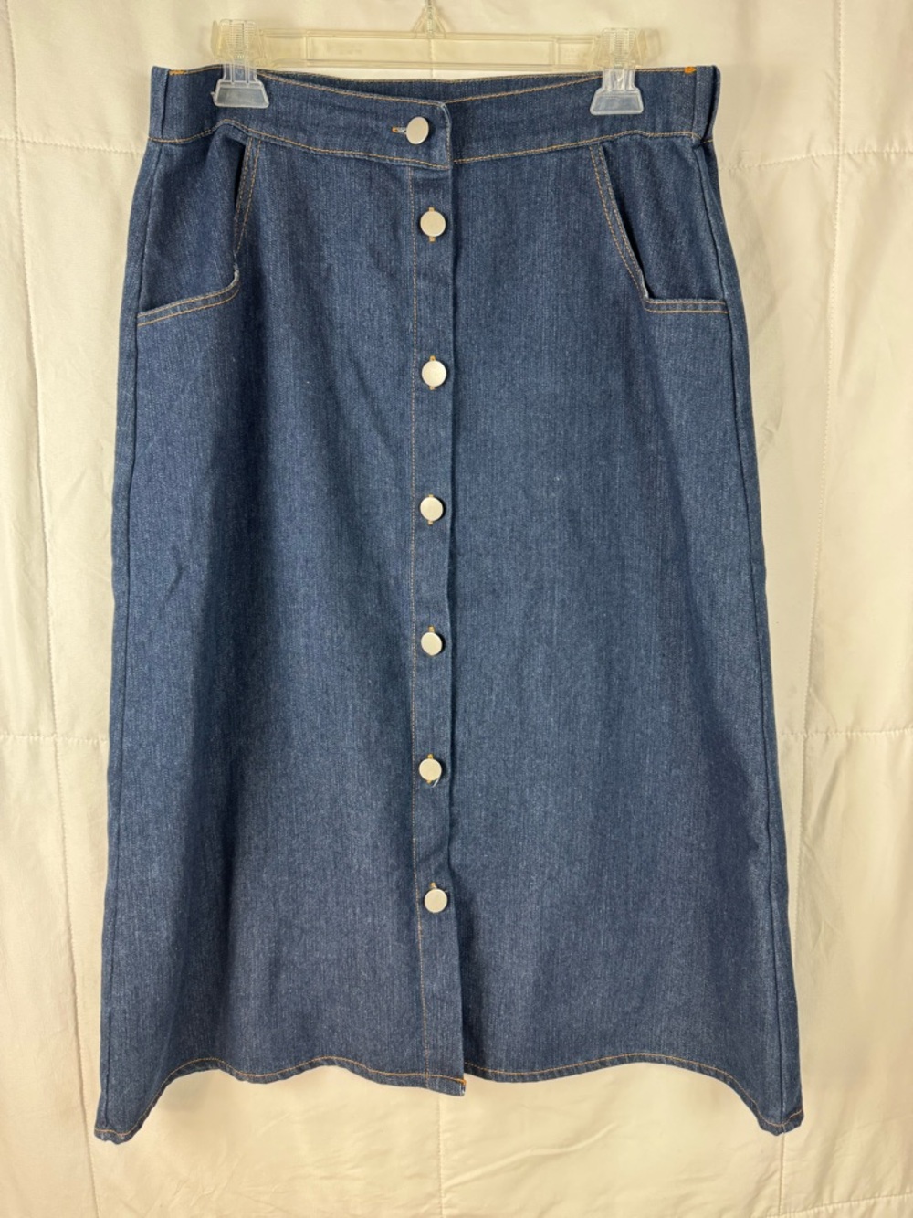 Jennifer Lauren Denim Button Front Skirt Size‎ Large Midi Blue